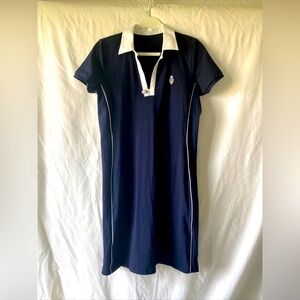 Ralph Lauren Active Navy Blue Short Sleeve Polo Shirt Dress Size Medium Cotton